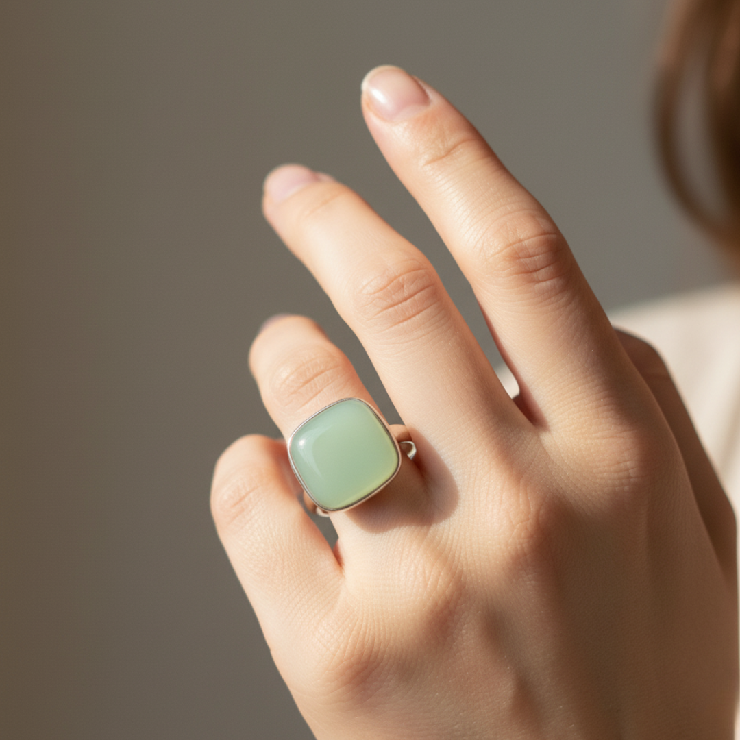 Lemon Lime Chalcedony Ring - Sz 7 -  Joy and Renewal