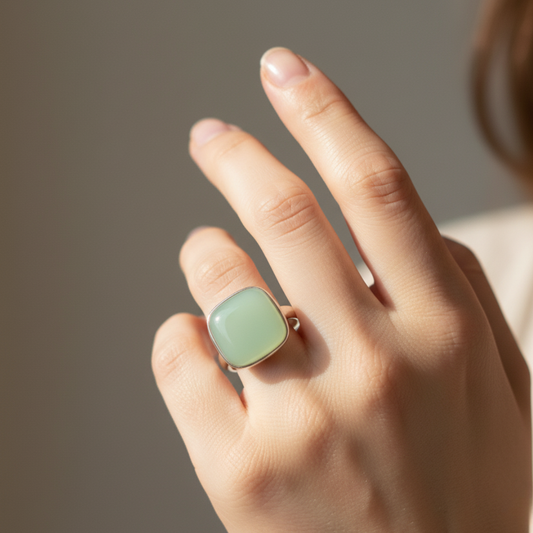 Lemon Lime Chalcedony Ring - Sz 7 -  Joy and Renewal