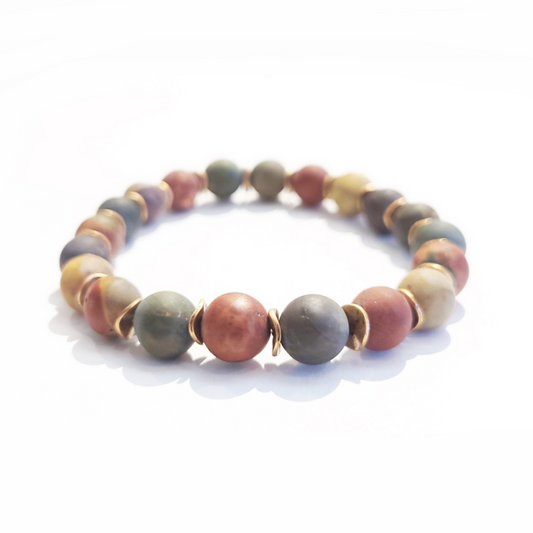 Matte Picasso Jasper Bracelet - Embrace Optimism and Positive Transformation