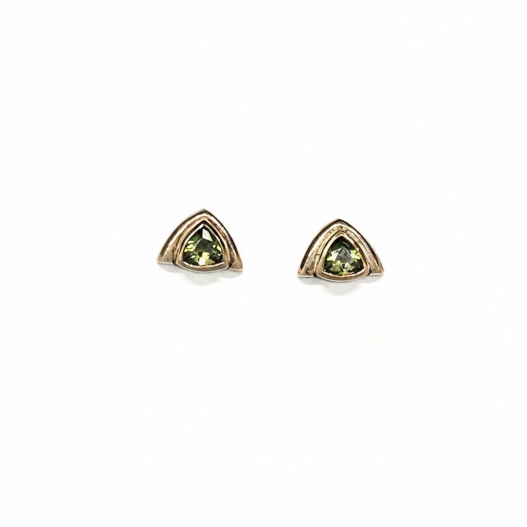 Moldavite Stud Earrings - Spiritual Transformation and Awakening