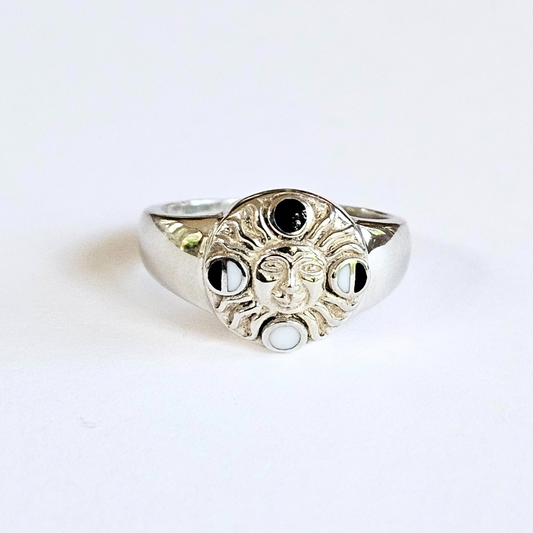 Moon Phase Sterling Silver Ring - Sz 9