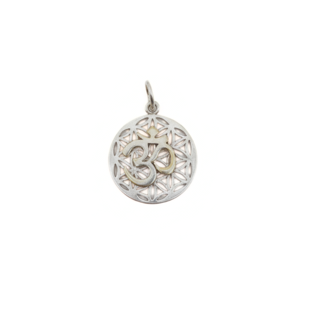 Silver Ohm Flower of Life Pendant – Sacred Sound Meets Sacred Geometry