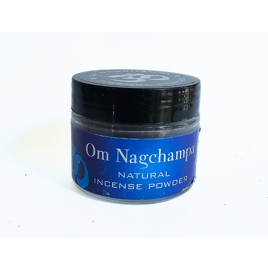 Om Nag Champa Incense Powder – 20g Glass Jar