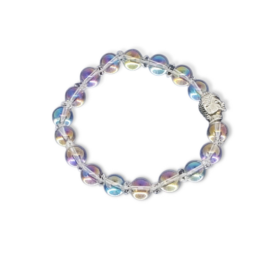 Platinum Aura Quartz & Herkimer Diamond Bracelet