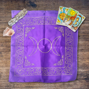 Purple Satin Triple Moon Altar Cloth