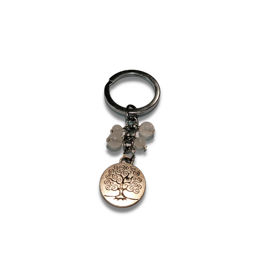 Rose Quartz Tree of Life Keychain