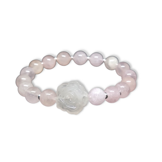 Rose Quartz with Rose Quartz Rose Bracelet