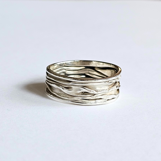 Silver Wave Ring - Sz 12.5