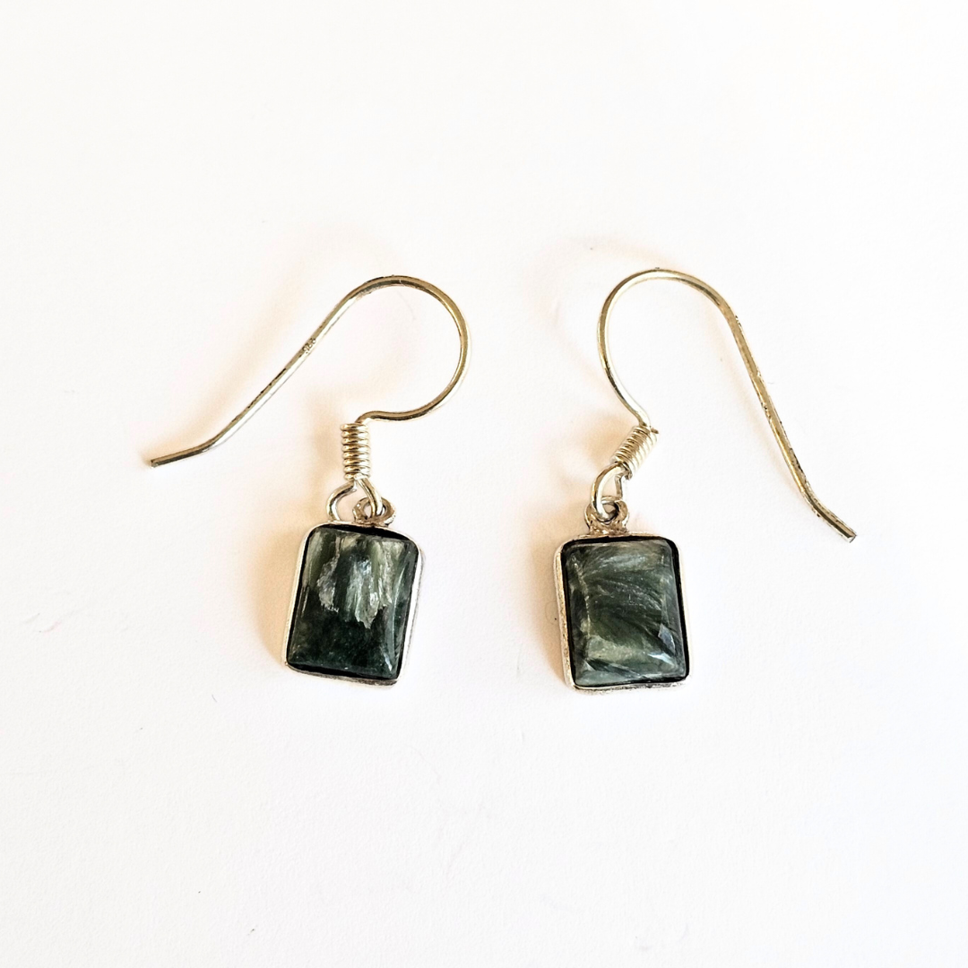 Seraphinite Sterling Silver Earrings