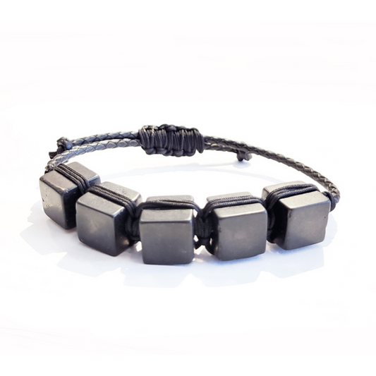 Shungite Square Shamballa Bracelet – Handmade Protection for Mind, Body & Spirit