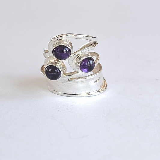 Amethyst Cuff Ring - Sz 8