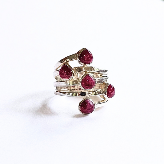 Ruby 5 Stone Open Band Ring - Sz 8