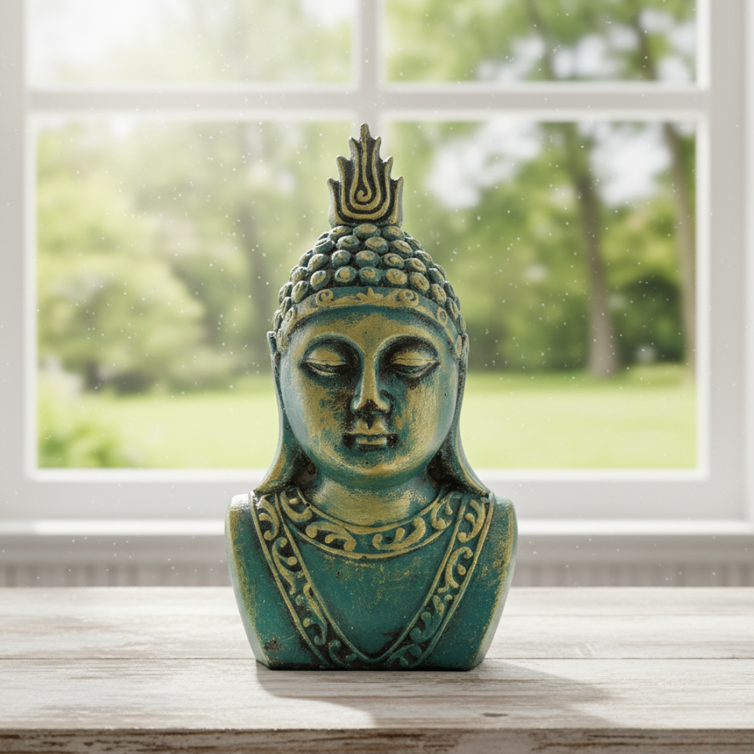 Thai Buddha Bust Statue – Handcrafted Serenity from the Canadian Rockies