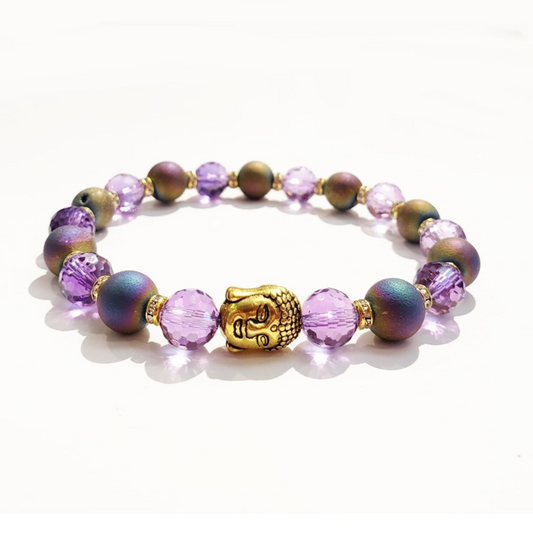 Amethyst and Matte Druzy Agate Titanium Aura Bracelet