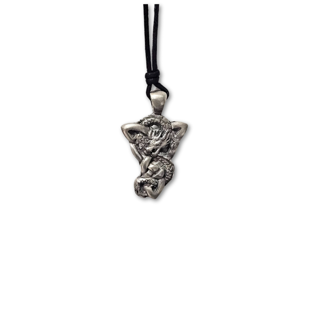 Antiqued Stainless Steel Celtic Dragon Pendant