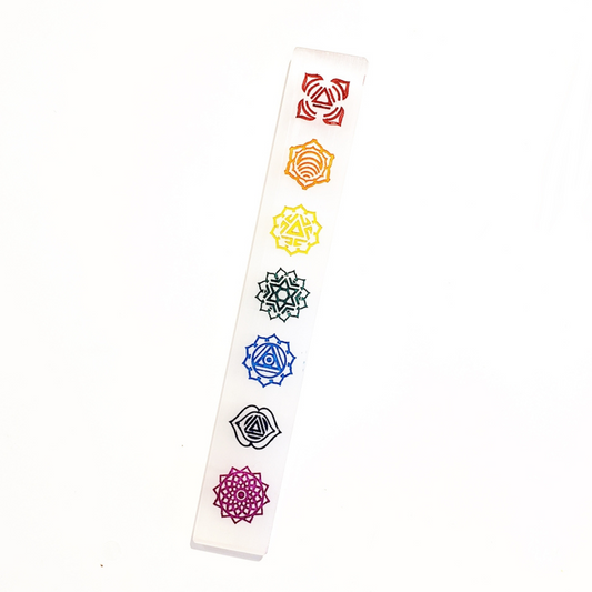 Selenite 7 Chakra Wand - Chakra Cleansing