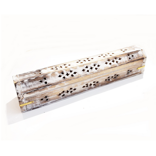 White Washed Incense Burner Box