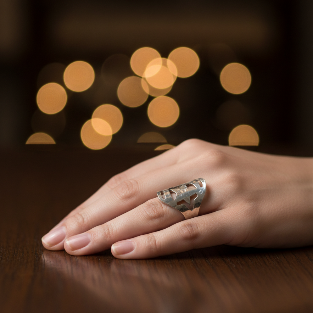 Sterling Silver Hammered Star Ring - Sz 7+ - Celestial Connection