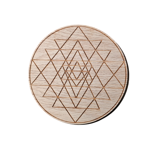 Sri Yantra Wood Crystal Grid