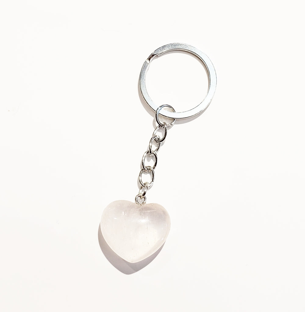 Rose Quartz Heart Key Chain