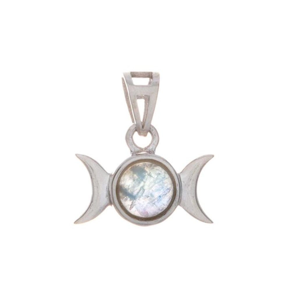 Rainbow Moonstone Triple Moon Pendant