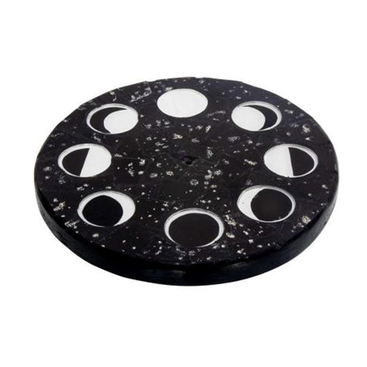 Wood & Glass Inlay Mosaic Moon Phases Incense Burner