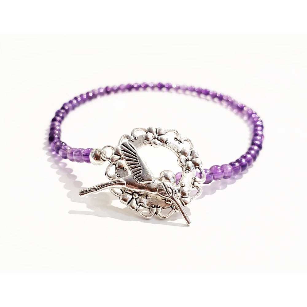 Amethyst Hummingbird Anklet