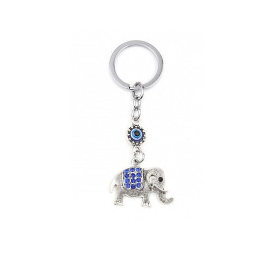 Rhinestone Elephant Evil Eye Keychain