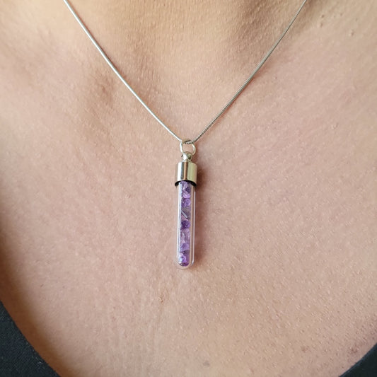 Crystal Chip Glass Bottle Pendant