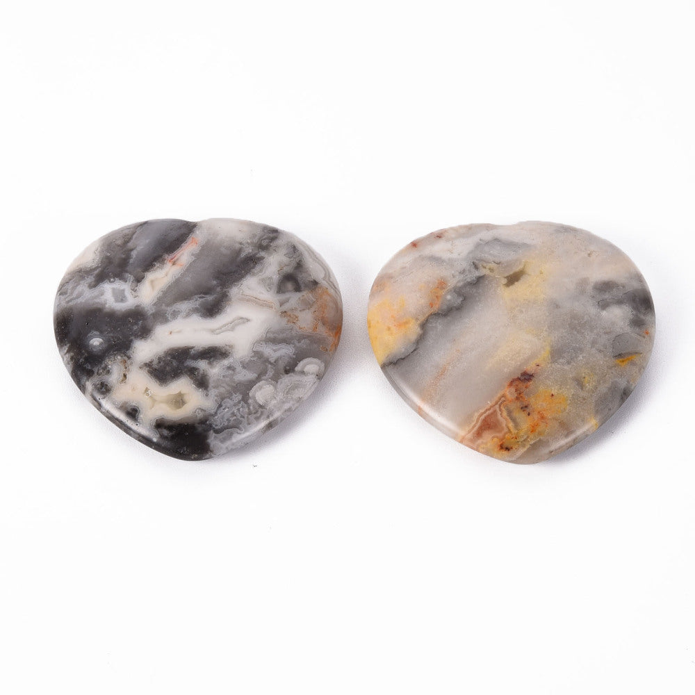 Crazy Lace Agate Heart Thumbstone