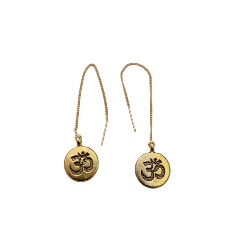 Gold Plated Om Ear Thread Earrings