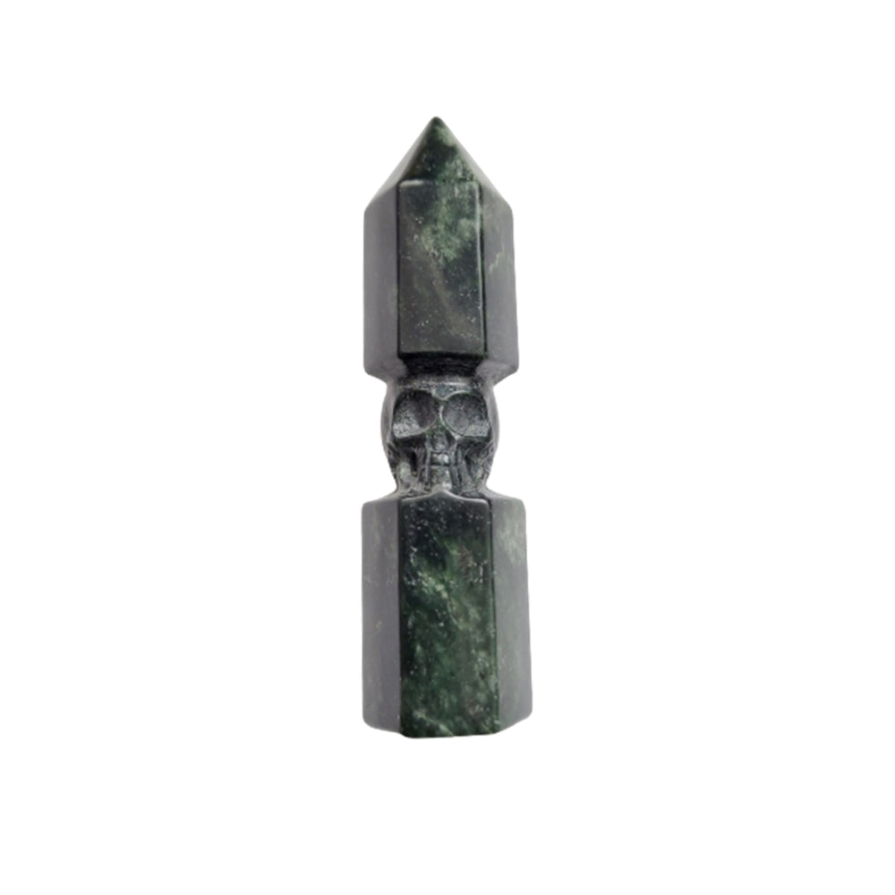 Jade Obelisk with Carved Skull