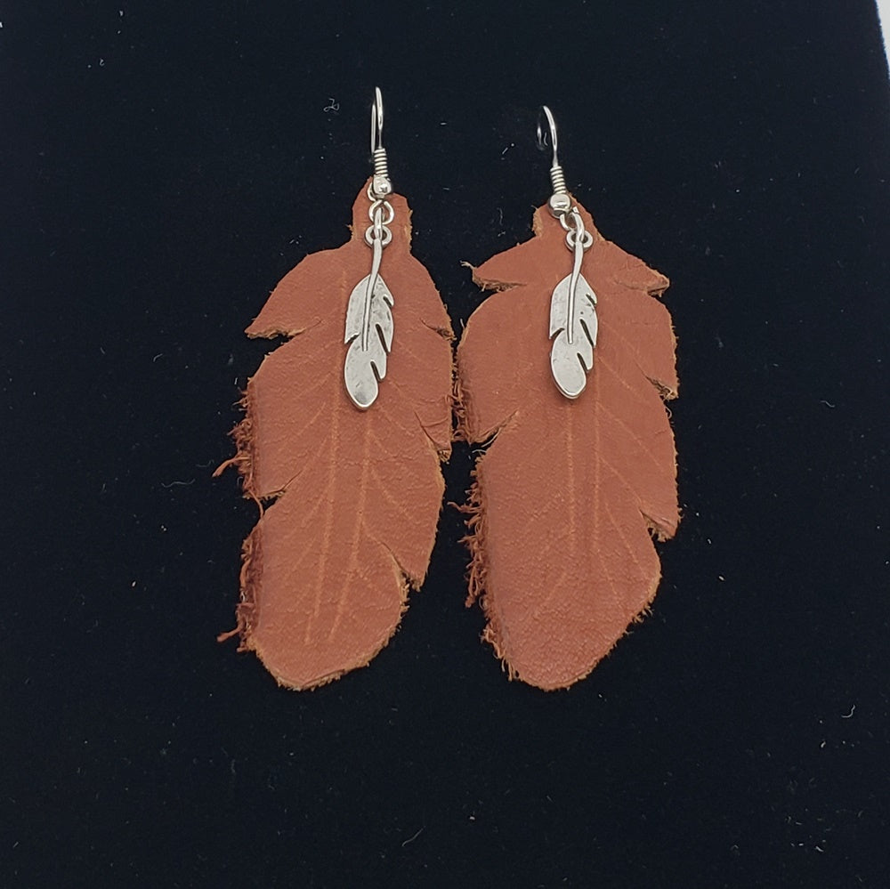 Leather Feather Earring