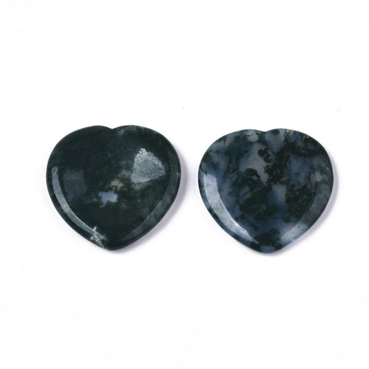 Moss Agate Heart Thumbstone