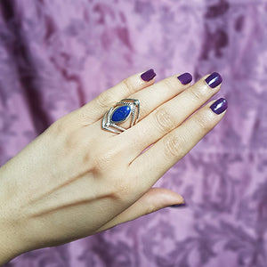Lapis Lazuli Open Band Ring - Sz 8 & 9