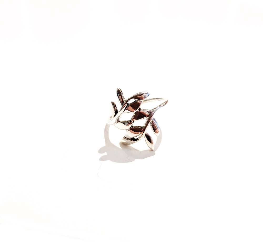 Silver Leaf Ring - Sz 6
