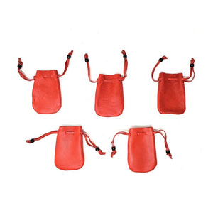 Red Leather Drawstring Pouch/Bag