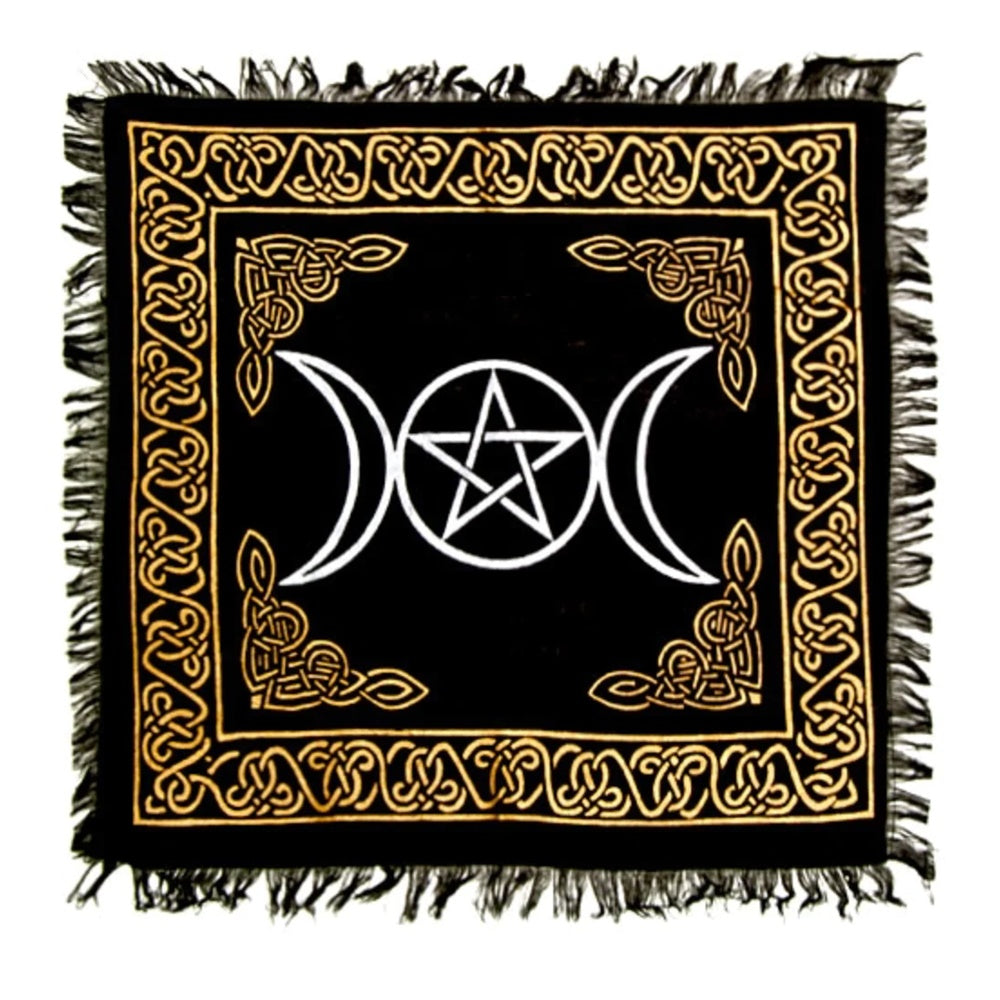 Triple Goddess With Pentagram Altar Tarot Cloth