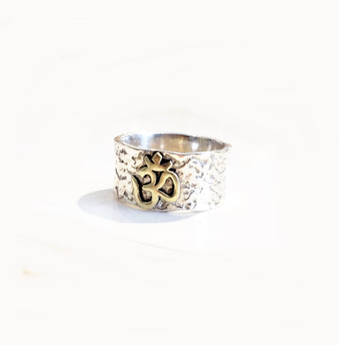Sterling Silver/Gold Ohm Ring - Sz 8 & 9