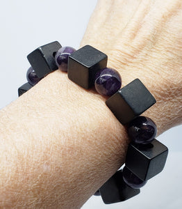 Shungite Cube Bracelet with 10mm beads