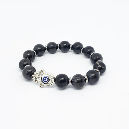 Shungite Hamsa Protection Bracelet - 12mm